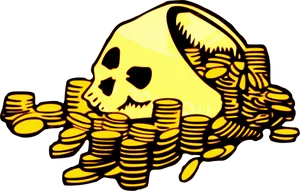 Pirate Skulland Gold Coins Illustration PNG Image