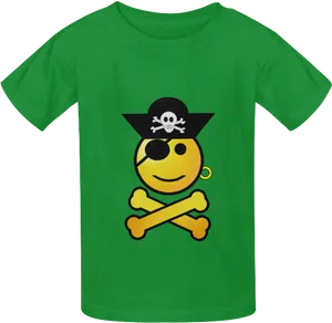 Pirate Smiley Face Green Tshirt PNG Image