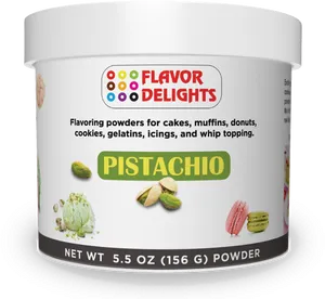 Pistachio Flavor Delights Powder Container PNG Image