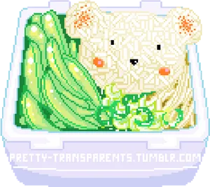 Pixel Art Bento Box With Bear Rice PNG Image