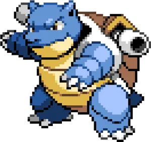 Pixel Art Blastoise Pose PNG Image