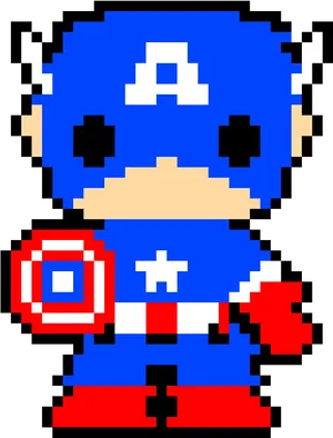 Pixel Art Captain America PNG Image