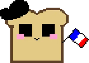 Pixel Art Cute Toast With Face PNG Image