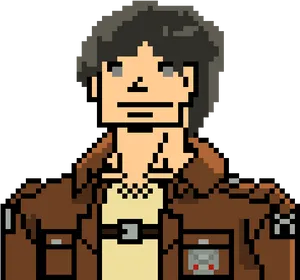 Pixel Art Eren Yeager PNG Image