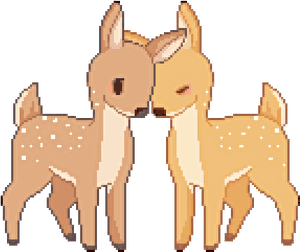 Pixel Art Fawns Nuzzling PNG image with transparent background
