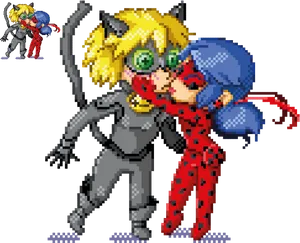 Pixel Art Heroes Clash PNG Image