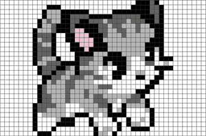 Pixel Art Kittenon Blue Background PNG image with transparent background