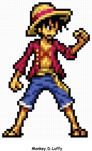 Pixel Art Monkey D Luffy One Piece PNG Image