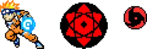 Pixel Art Naruto Rasengan Sharingan Mangekyou PNG Image