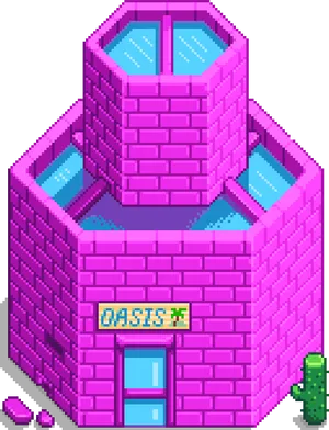 Pixel Art Oasis Building PNG Image