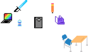 Pixel Art Office Items PNG image with transparent background