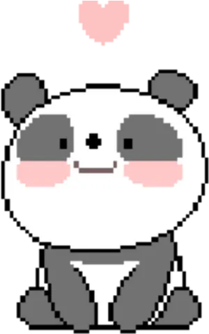 Pixel Art Pandawith Heart PNG Image