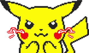 Pixel Art Pikachuwith Apple PNG Image