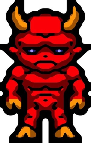 Pixel Art Red Demon PNG Image