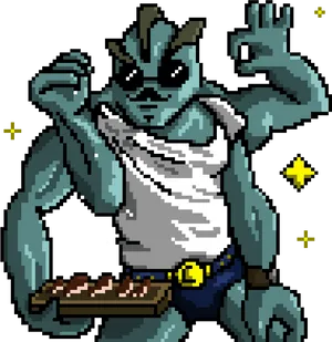 Pixel Art Salt Bae Creature PNG Image