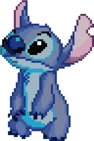 Pixel Art Stitch Character PNG Image