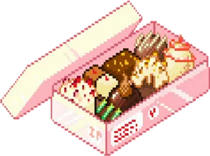 Pixel Art Sweet Treats Box PNG Image