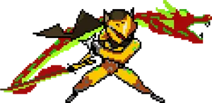 Pixel Art_ Warrior With Energy Sword PNG Image