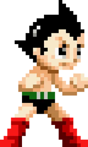 Pixel Astro Boy Pose PNG Image