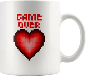 Pixel Heart Game Over Mug PNG Image