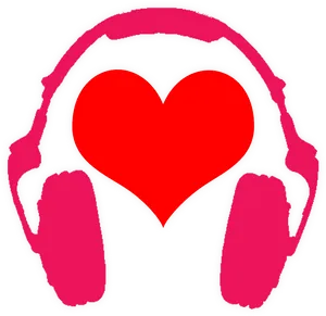 Pixel Heart Headphones Graphic PNG Image