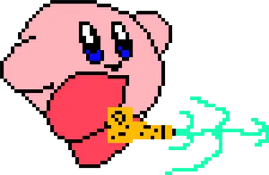 Pixel Kirby Inhaling Object PNG Image