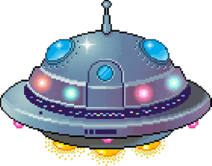 Pixel Space Ufo Spaceship Metal Lights Colors Alien - Pixel Alien Spaceship Transparent, HD Png Download PNG image with transparent background