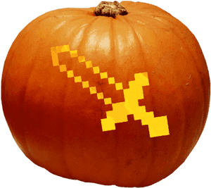 Minecraft Diamond Sword - Jack-o'-lantern PNG image with transparent background