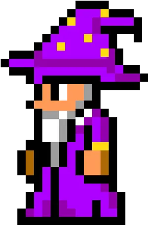 Pixel Wizardin Purple Hat PNG Image