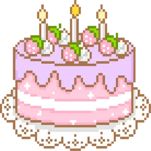 Pixelated Birthday Cake PNG Image