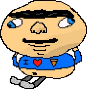 Pixelated Blue Shirt Character PNG Image