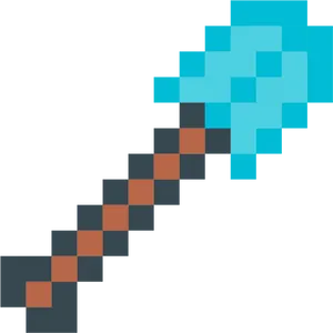 Pixelated Blue Shovel PNG Image