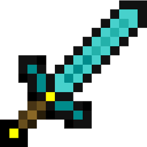 16x16 Diamond Sword - Minecraft Sword PNG
