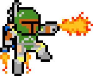 Pixelated Bounty Hunter Blaster Fire PNG Image