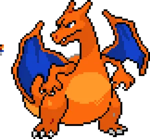 Pixelated Charizard Artwork PNG Image