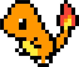 Pixelated Charmander Art PNG image with transparent background