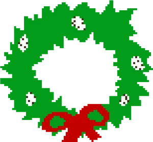 Pixelated Christmas Wreath PNG Image