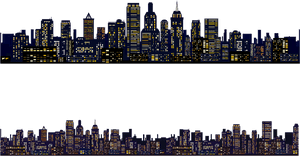 Pixelated City Skylineat Night PNG