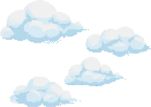 Pixelated Clouds Overlay PNG Image