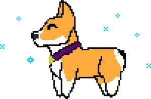 Pixelated Corgi Artwork PNG Image