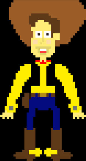 Pixelated Cowboy Character PNG image with transparent background