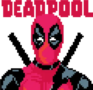 Pixelated Deadpool Portrait PNG Image