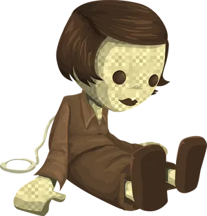 Pixelated Doll Creepy Illustration PNG Image