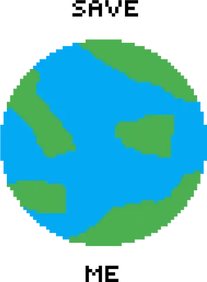 Pixelated Earth Save Me PNG Image