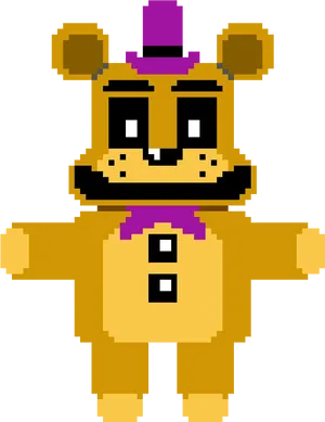 Pixelated Fredbear Character PNG Image