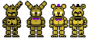 Pixelated Fredbear Characters PNG Image