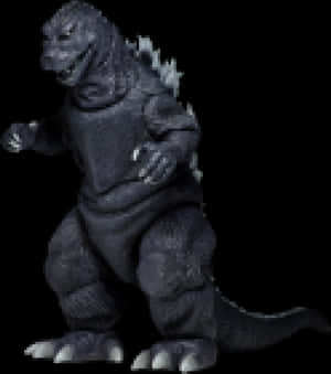 Pixelated Godzilla Figure PNG image with transparent background