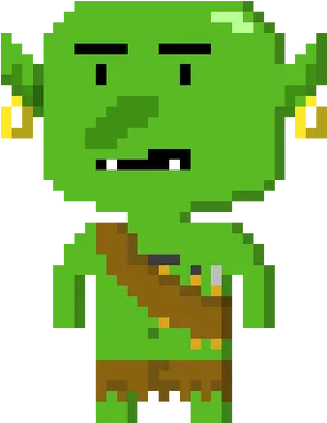 Pixelated Green Goblin Portrait PNG Image