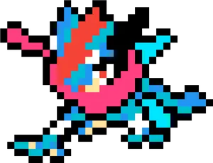 Pixelated Greninja Artwork PNG Image