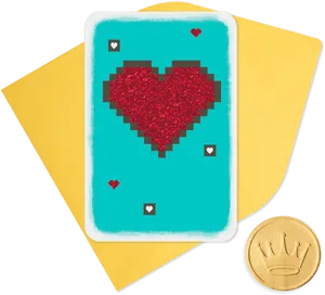 Pixelated Heart Playing Card PNG Image